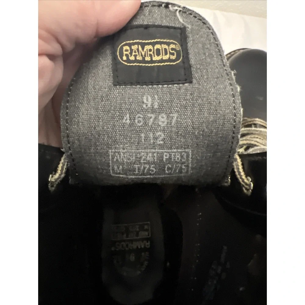 Ramrods Steel Toe Work Boots Black Leather Safety Mens Shoes Size‎ 9.5D 46797